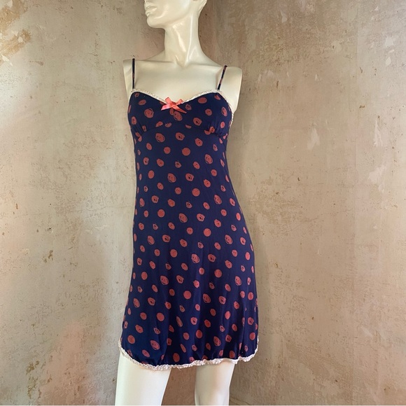 Cynthia Rowley Other - Cynthia Rowley Navy and Pink Polka Dot Chemise